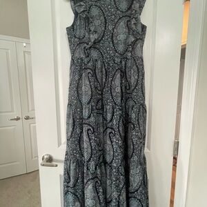 J. Crew Navy & White Sleeveless Maxi Dress